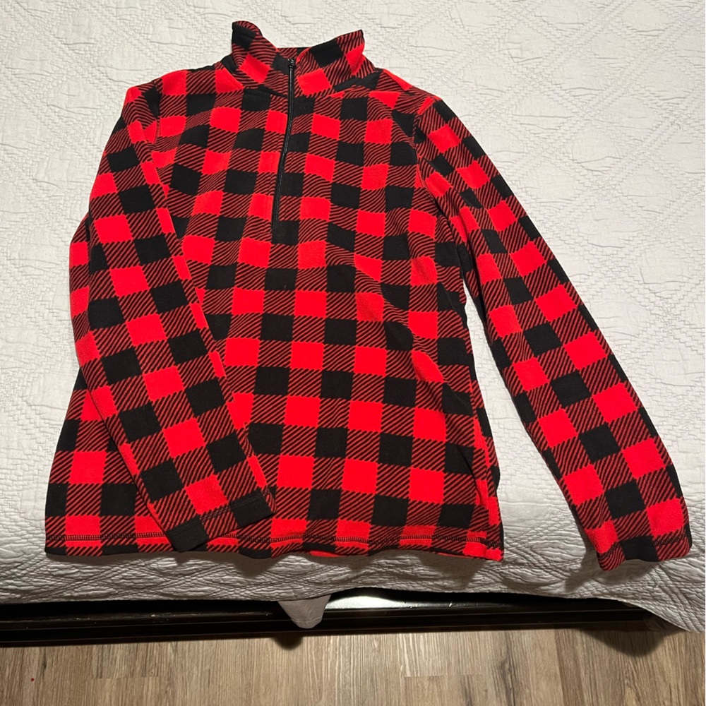 Fleece plaid quarter zip